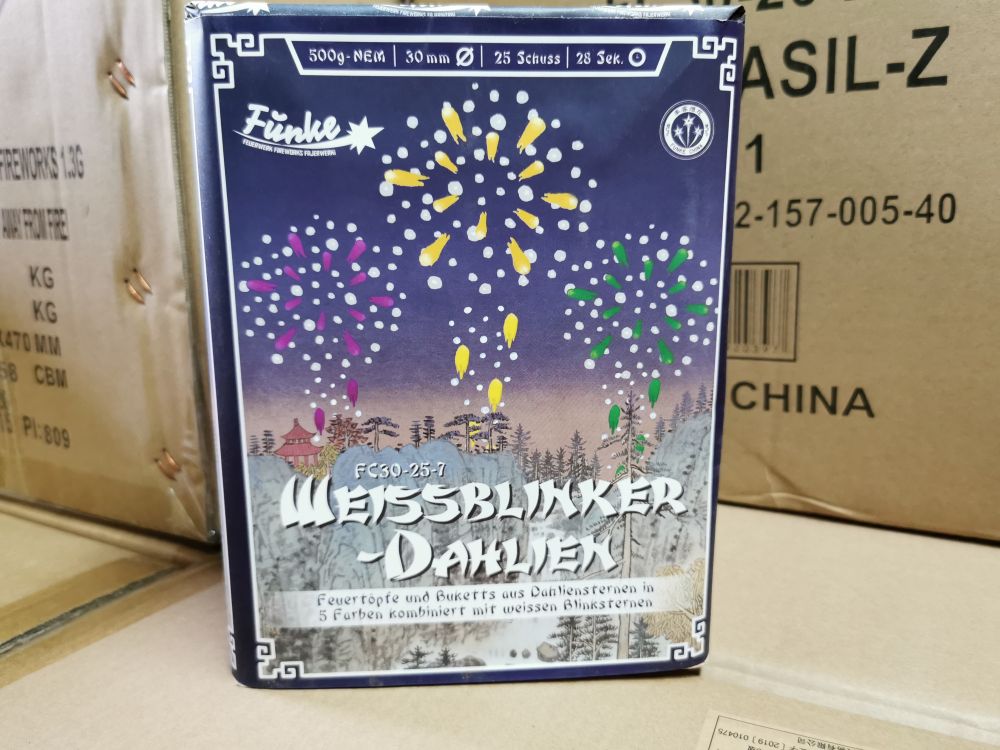 Weissblinker-Dahlien - Feuerwerksbatterie von Funke Feuerwerk