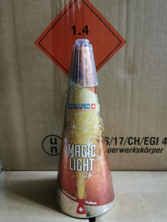 Schweizer Vulkan Gold mit Blinksternen - Magic Light von Bugano / Zink