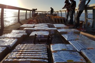 viele Feuerwerksbatterien auf dem Pier in La Réunion