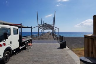 Ein Blick vom Pier auf dem das Feuerwerk aufgebaut wurde auf Saint Paul